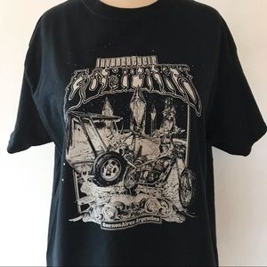 MOTORCYCLE SHOP T’S | T-Shirt Artist Federico Teibo Retired Graphic Black Size L